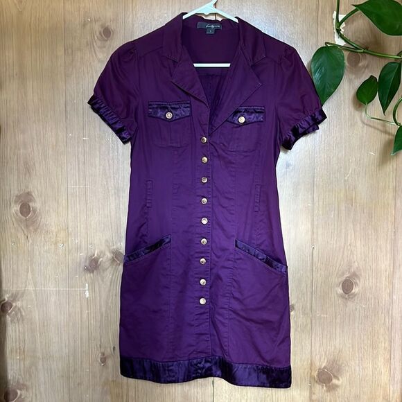 Forever 21 Purple Button-Front Dress - Picture 1 of 6